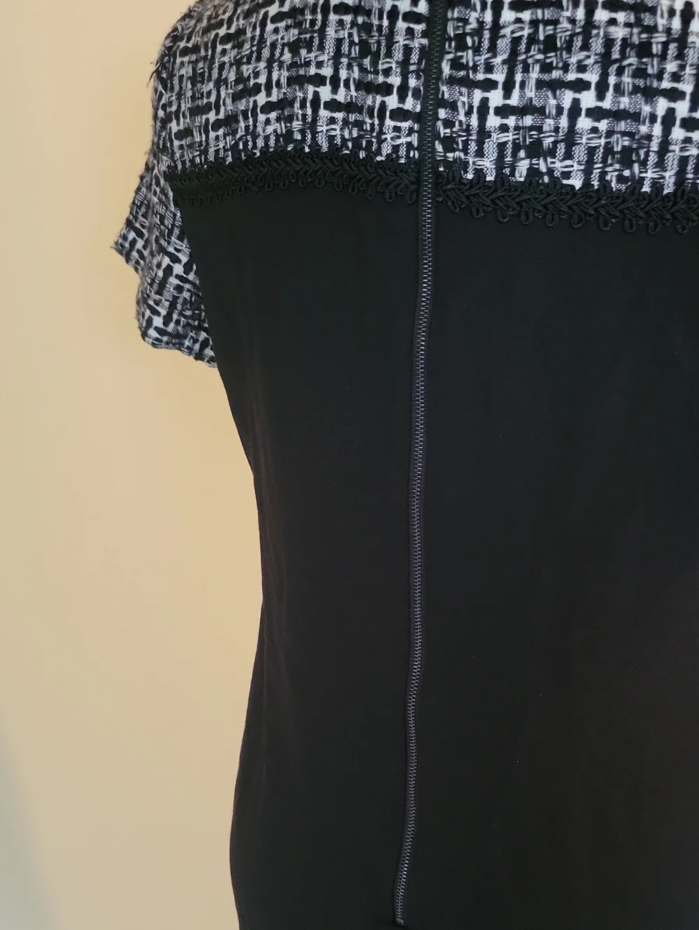 Karl Lagerfeld Black Sheath Dress with Tweed Accents - Picture 8 of 9
